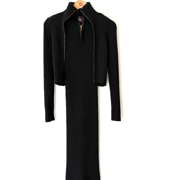 VINTAGE JEAN PAUL GUALTIER BLACK KNIT DRESS - Picture 1 of 10
